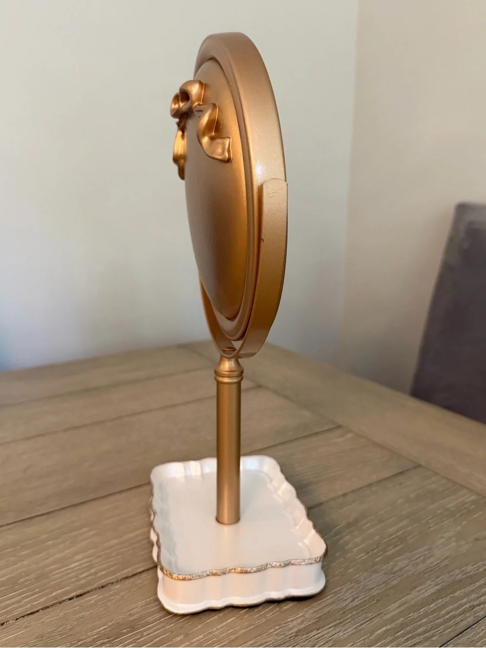 Gold Decorative Vanity Mirror with Bow Accent
